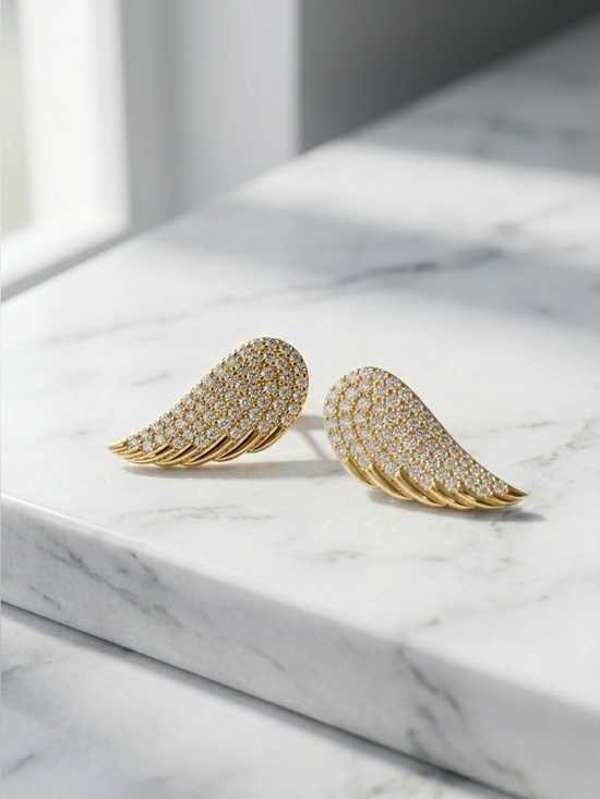 Jewelry - S925 Minimalist Moissanite Diamond Angle Wings Studs Earrings